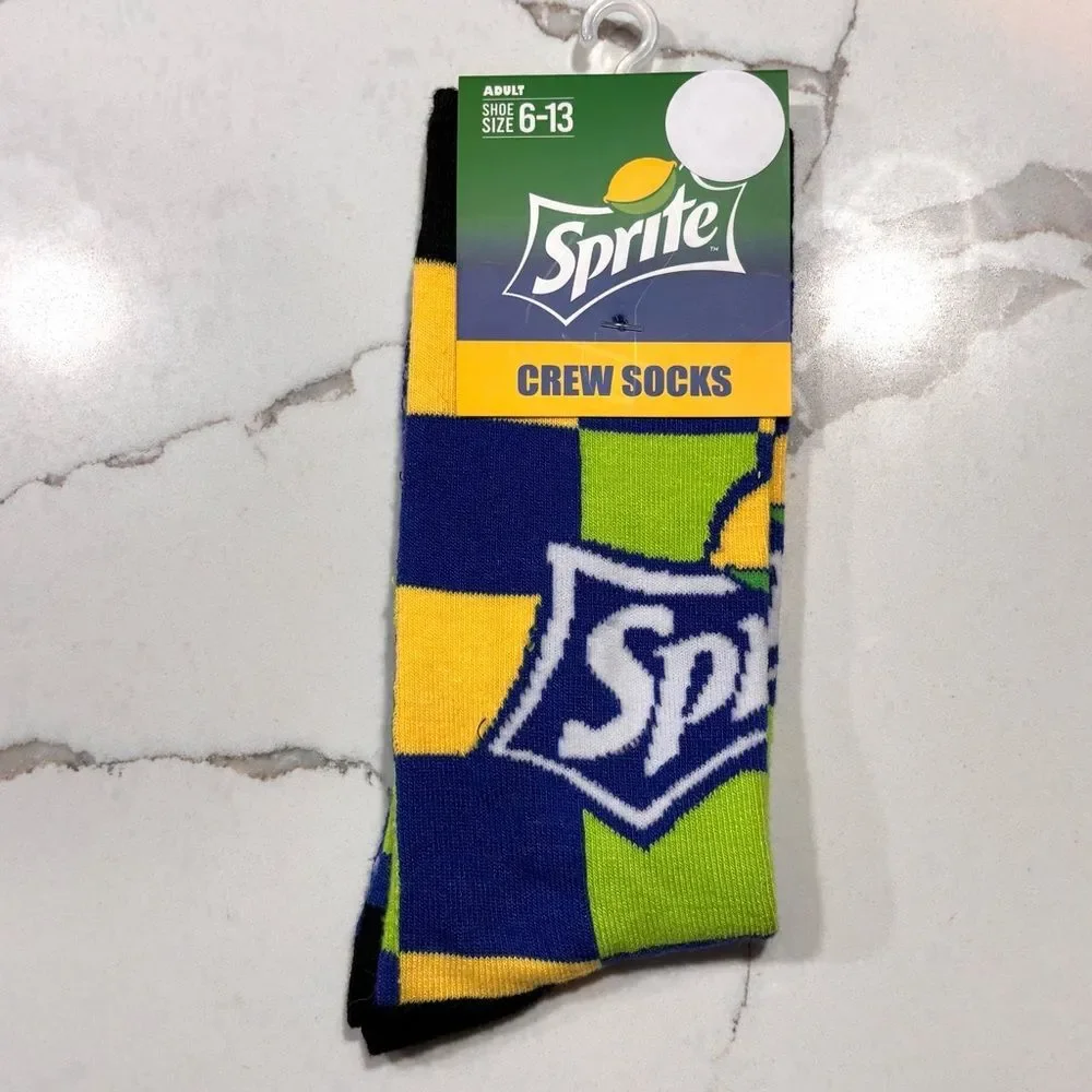 1-Pair Novelty Crew Socks Colorful Design - Sprite Double Bubble OR Tootsie Pops